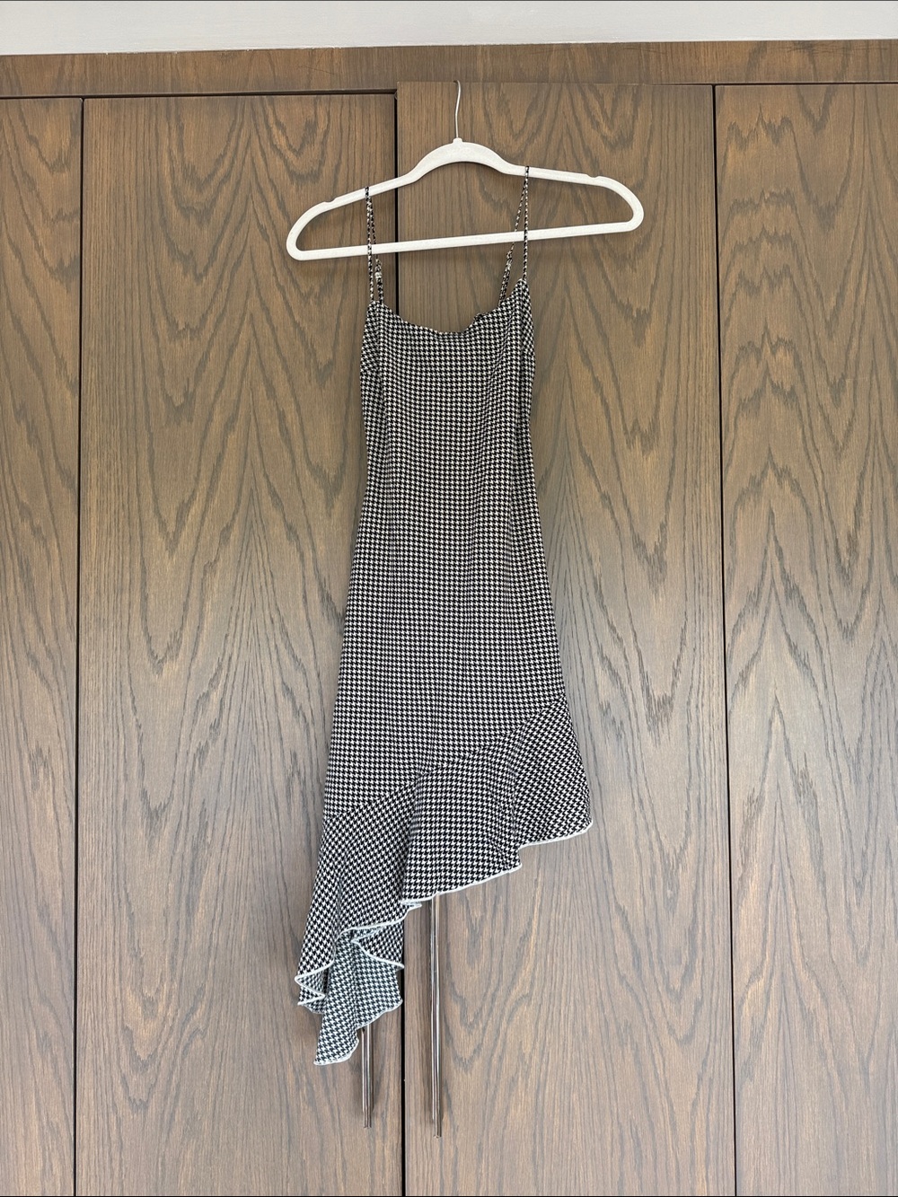 Black & White Gingham Asymmetrical Slip Dress